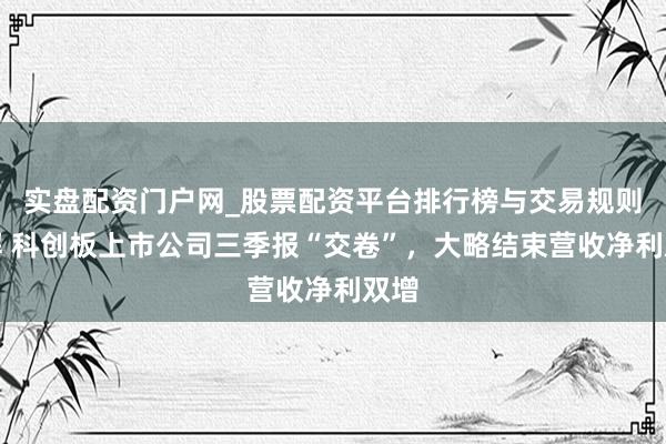 实盘配资门户网_股票配资平台排行榜与交易规则详解 科创板上市公司三季报“交卷”，大略结束营收净利双增